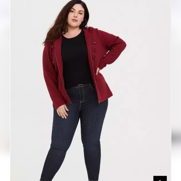 🍁🍂NWT TORRID 2X French Terry Military Hooded Jacket - Picture 5 of 6